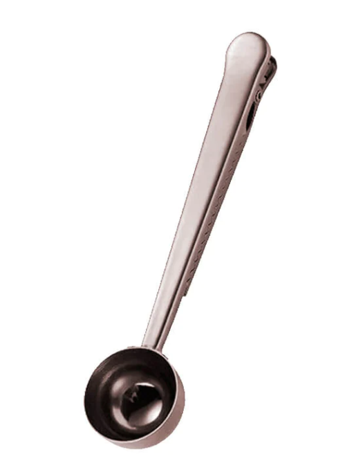 COFFEE CLAMP SPOON - MEASURING - SILVER COLOR IN STAINLESS STEEL