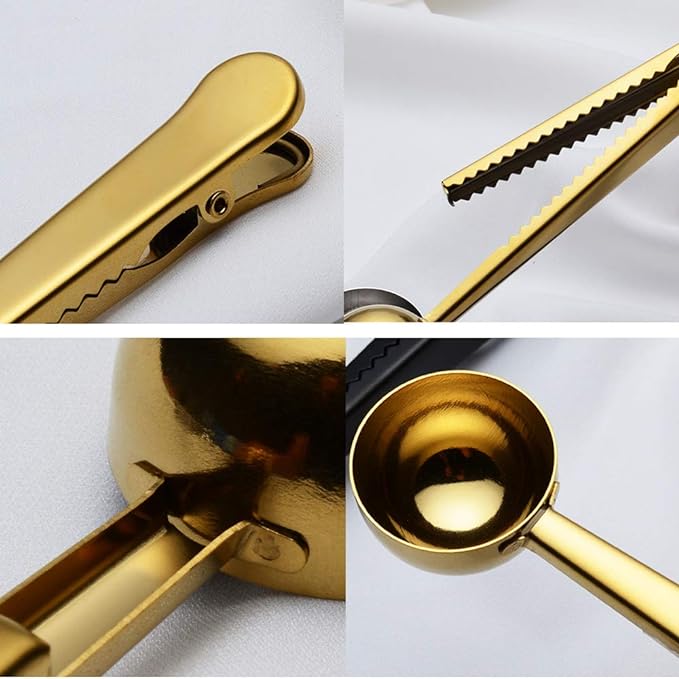 COFFEE CLAMP SPOON - MEASURING - SILVER COLOR IN STAINLESS STEEL