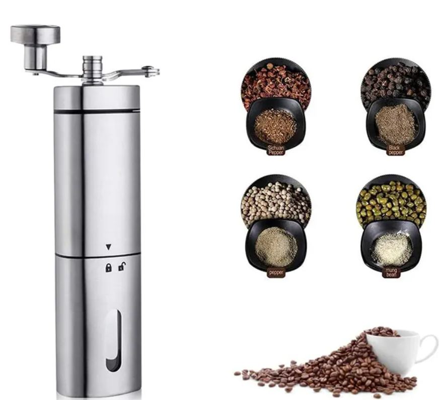 TRIANGLE MANUAL GRINDER WITH DOUBLEX HANDLE IN STAINLESS STEEL